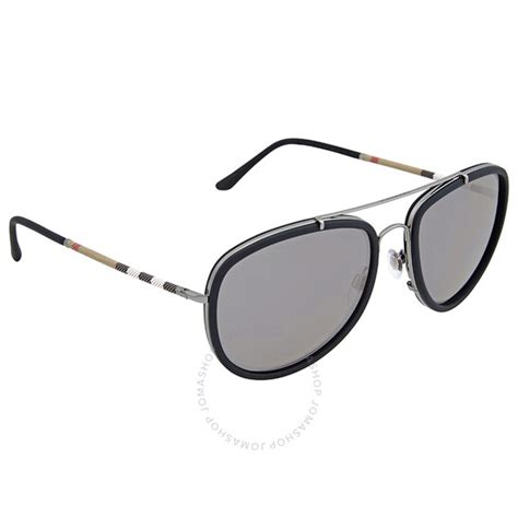 Burberry Grey Mirror Polarized Pilot Sunglasses 